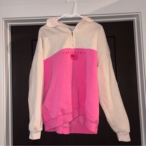 Adika Cream Quarter Zip Fleece-Lined Sweatshirt